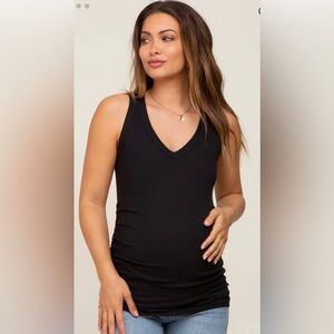 Pinkblush maternity sleeveless v-neck tank top, stretch, xl.